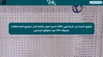 نتائج السادس الابتدائي 2025 الدور الأول متاحة الآن لجميع المحافظات بصيغة PDF عبر الموقع الرسمي